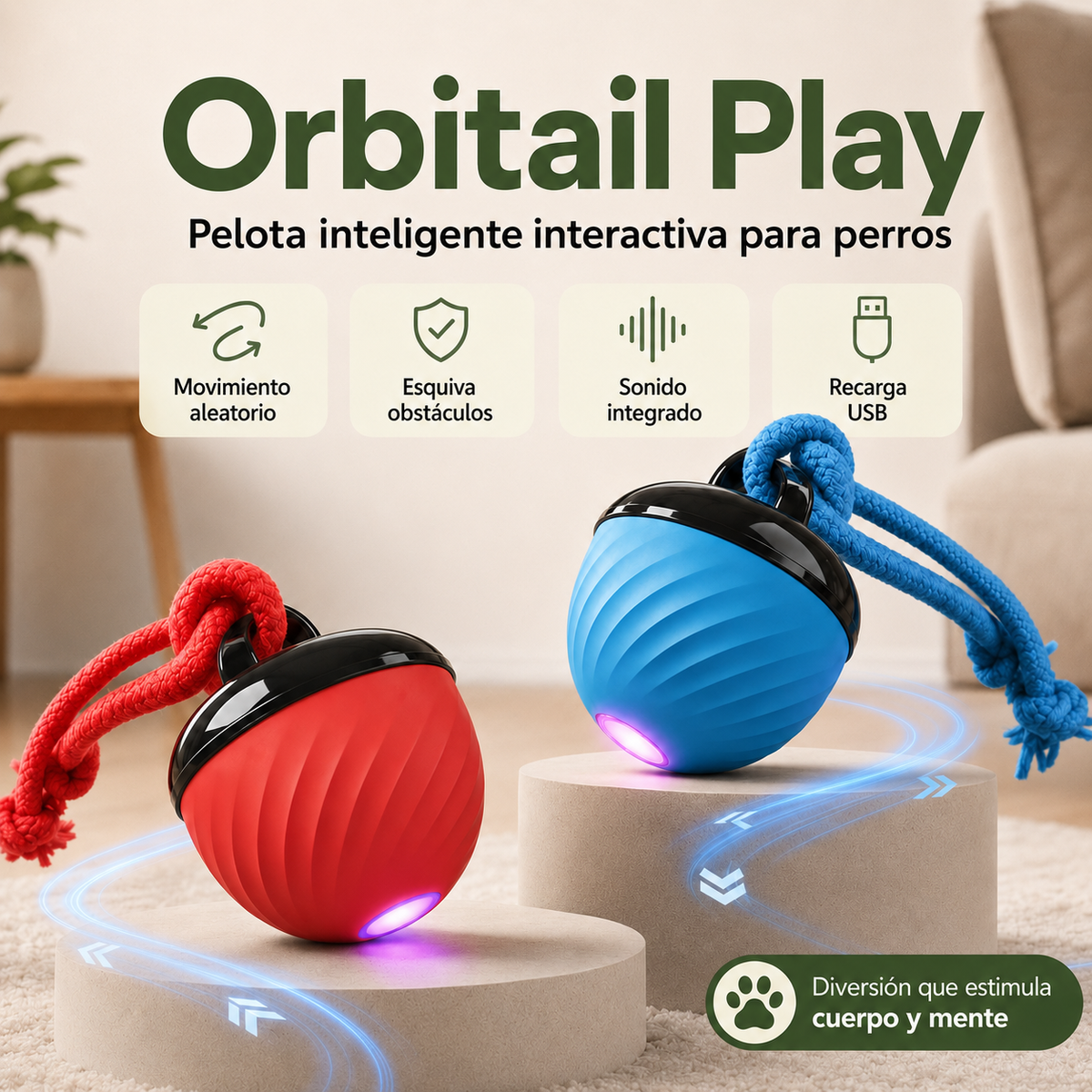Orbitail Play – La pelota interactiva que mantiene a tus mascotas entretenidas