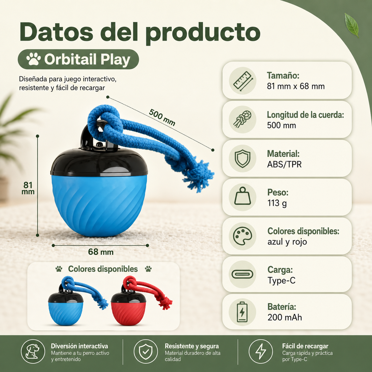Orbitail Play – La pelota interactiva que mantiene a tus mascotas entretenidas